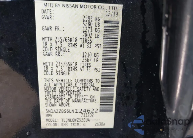 5N1AZ2BS6LN124622: 44284233