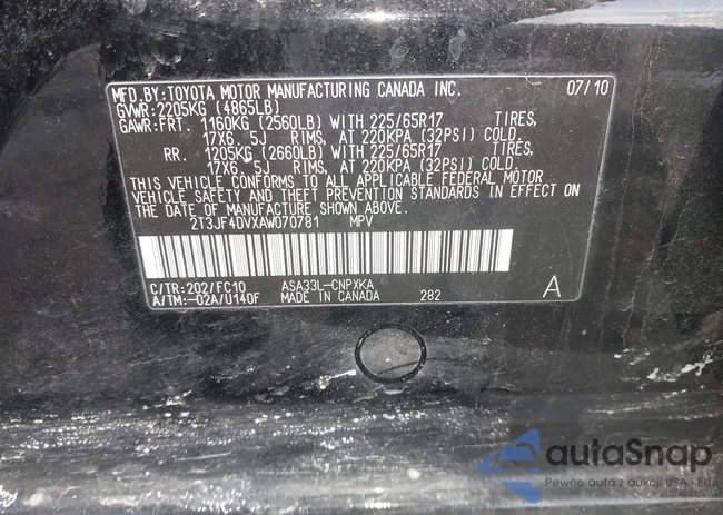 2T3JF4DVXAW070781: 44284345