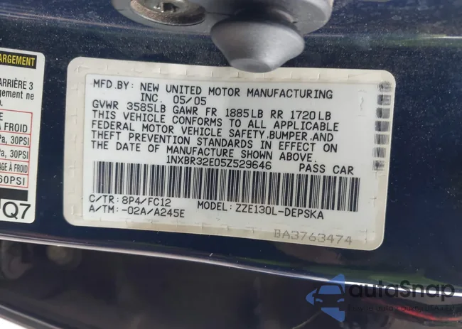 1NXBR32E05Z529646: 44284373