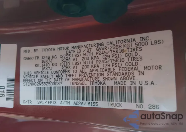 5TENX62N58Z503032: 44284418