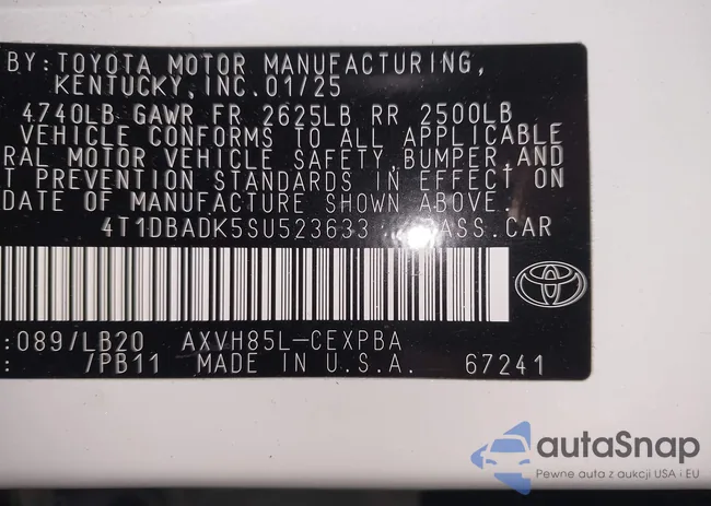 4T1DBADK5SU523633: 44284458