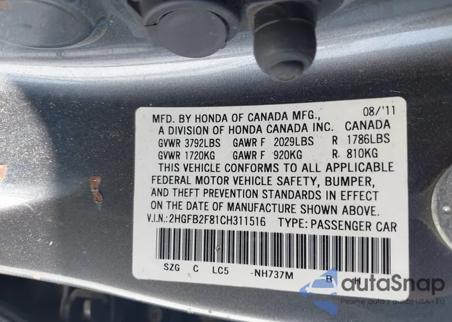 2HGFB2F81CH311516: 44284469