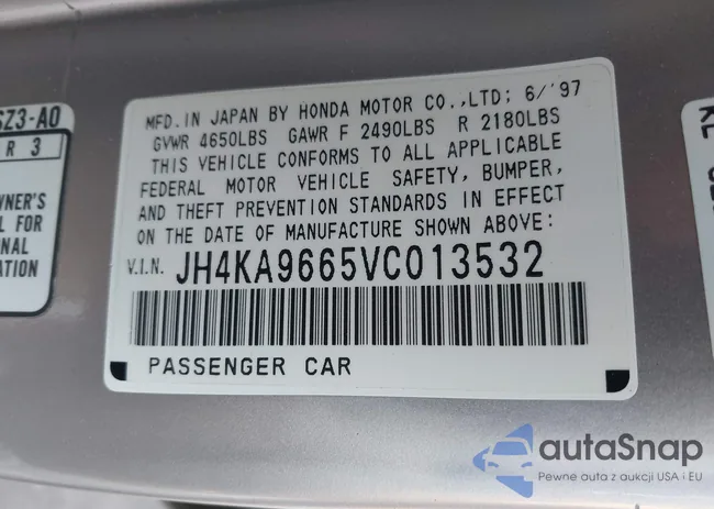 JH4KA9665VC013532: 44284591