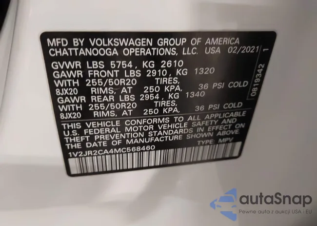 1V2JR2CA4MC568460: 44284620