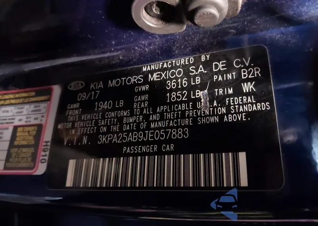 3KPA25AB9JE057883: 44284631