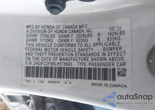 2HGFC2F86LH578843: 44283708