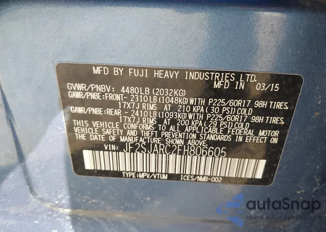 JF2SJARC2FH806605: 44283747