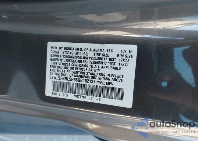 5FNRL5H66GB152137: 44283812