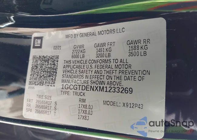 1GCGTDENXM1233269: 44284006