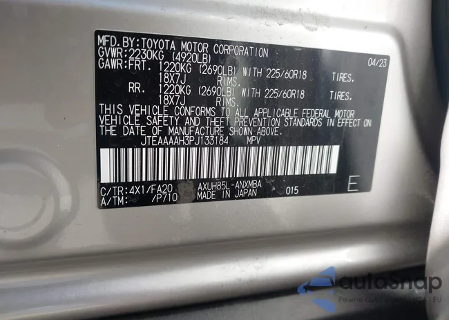 JTEAAAAH3PJ133184: 44284034