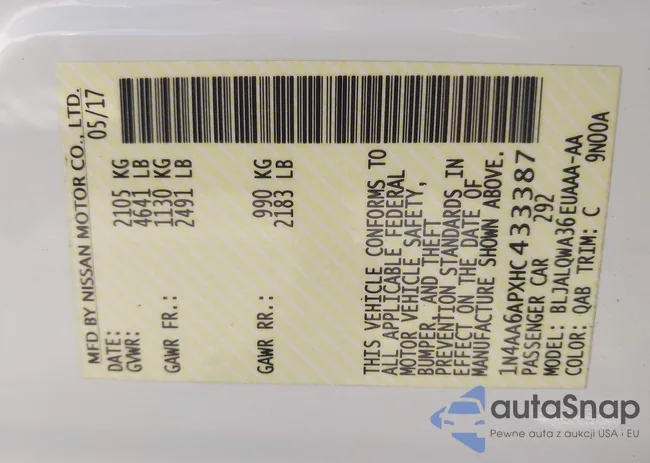 1N4AA6APXHC433387: 44284060