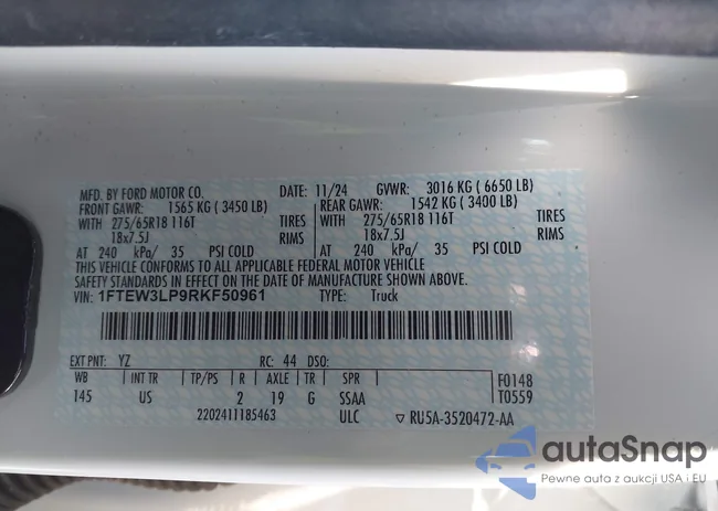 1FTEW3LP9RKF50961: 44285125