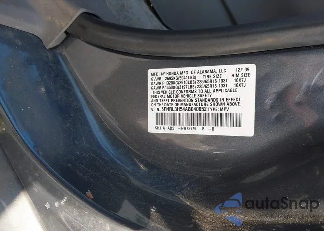 5FNRL3H54AB040052: 44285128