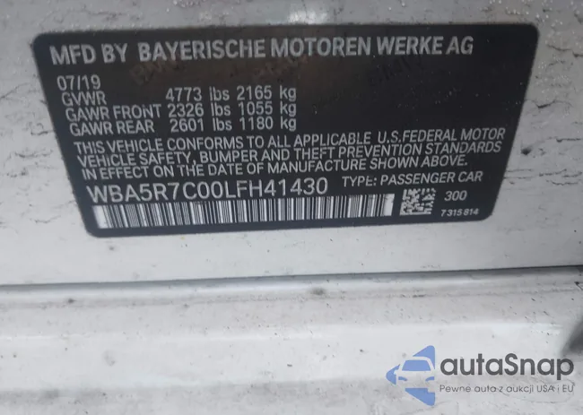 WBA5R7C00LFH41430: 44285169