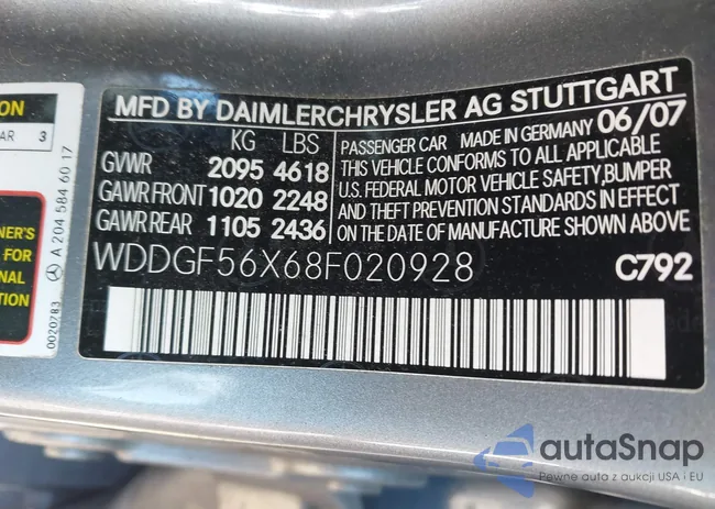 WDDGF56X68F020928: 44285242