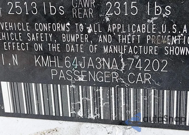 KMHL64JA3NA174202: 44285267