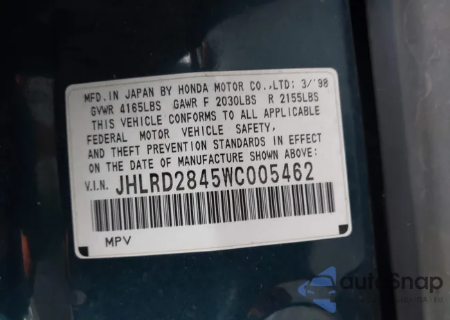 JHLRD2845WC005462: 44285277