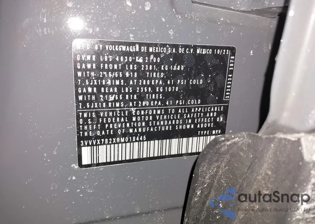 3VVVX7B2XRM018445: 44285281