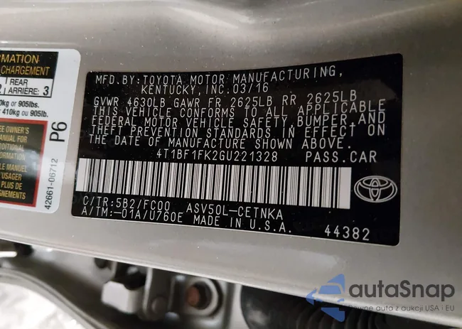 4T1BF1FK2GU221328: 44285291