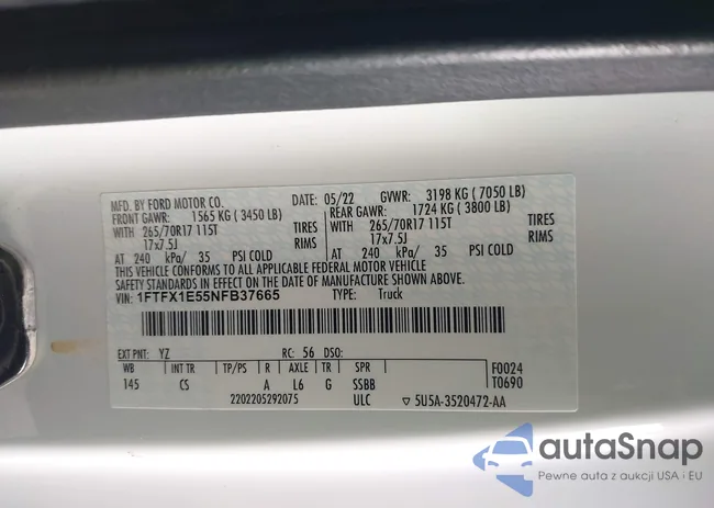 1FTFX1E55NFB37665: 44285292