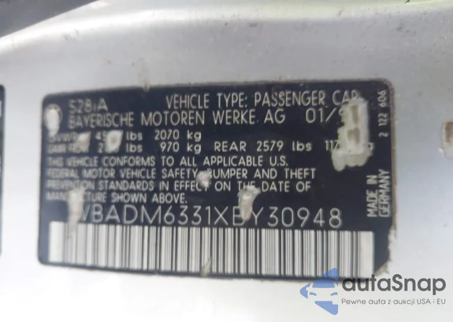 WBADM6331XBY30948: 44285413