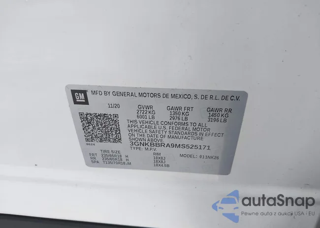 3GNKBBRA9MS525171: 44285425