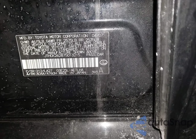 JTHCK262875013215: 44285451