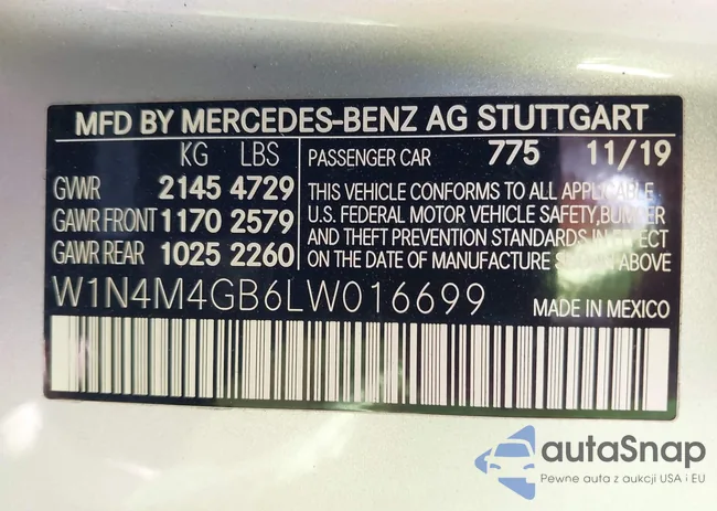 W1N4M4GB6LW016699: 44285484