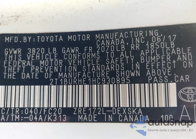 2T1BURHE1HC930895: 44285562