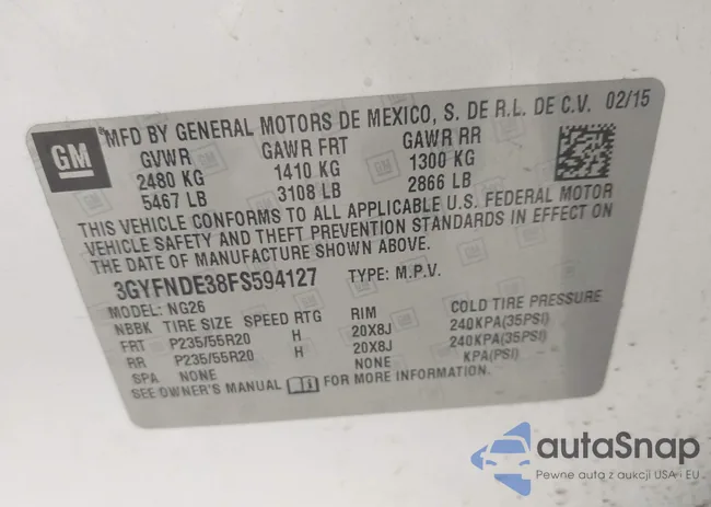 3GYFNDE38FS594127: 44285611