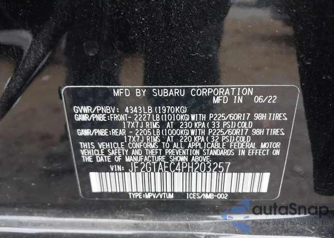 JF2GTAEC4PH203257: 44285662