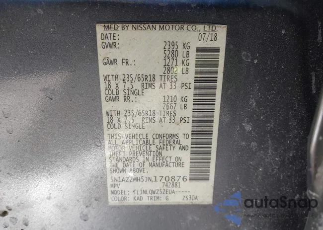 5N1AZ2MH5JN170876: 44284776