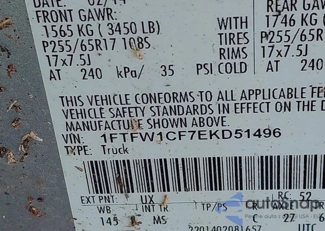 1FTFW1CF7EKD51496: 44284798