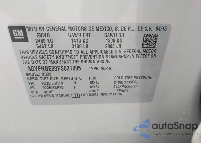 3GYFNBE39FS621095: 44284809
