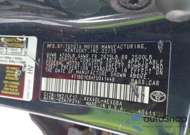 4T1BD1EB4FU041449: 44284837