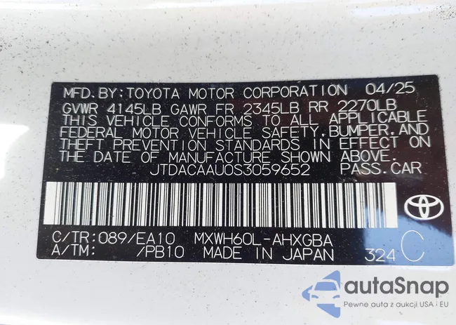 JTDACAAU0S3059652: 44284851