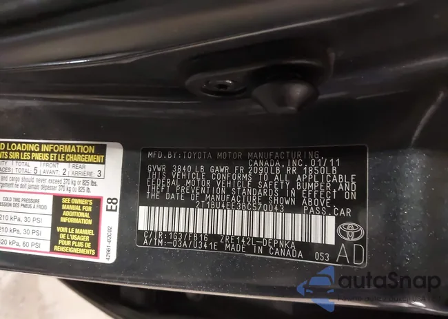 2T1BU4EE3BC570043: 44284965