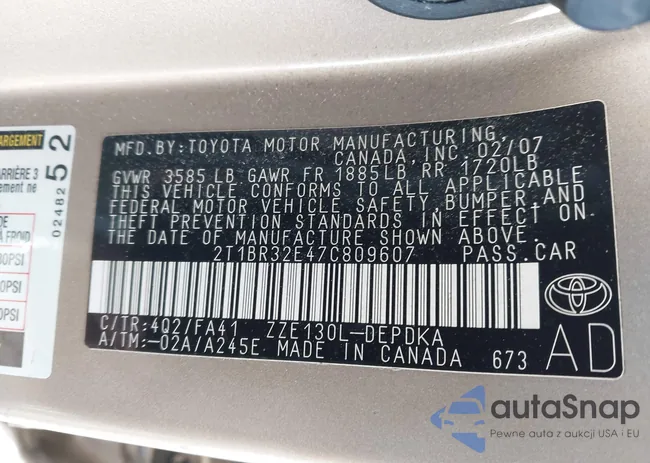 2T1BR32E47C809607: 44285025