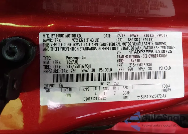 1FADP3FE5JL238725: 44286104