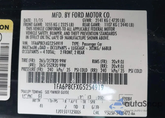 1FA6P8CFXG5254919: 44286275