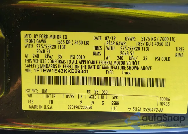 1FTEW1E43KKE29341: 44286305