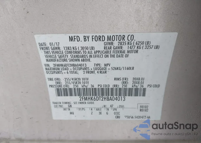 2FMHK6DT2HBA04013: 44286357