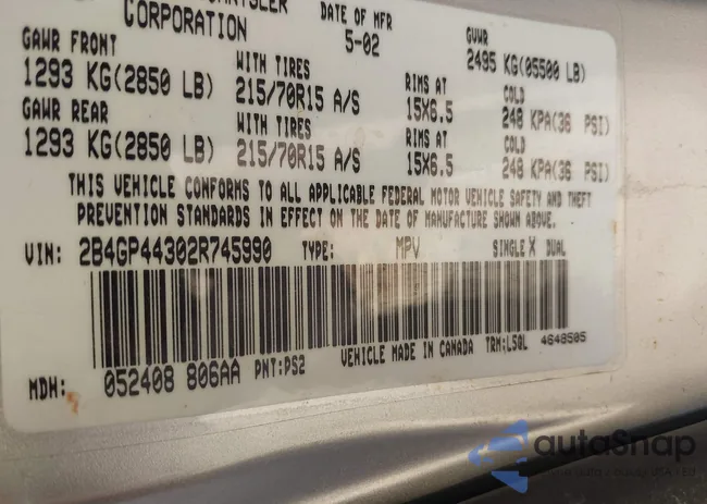 2B4GP44302R745990: 44286548