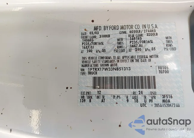 1FTRX17W33NB51313: 44286635