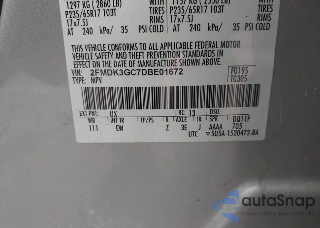 2FMDK3GC7DBE01672: 44285773