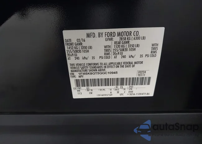 1FM5K8GT5GGC10945: 44285842