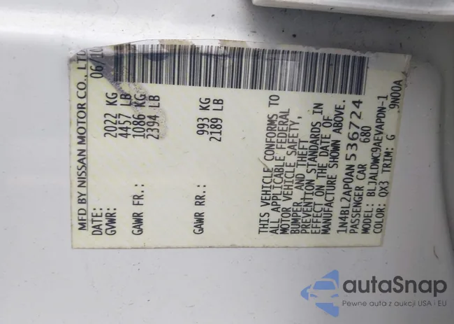 1N4BL2AP0AN536724: 44285873