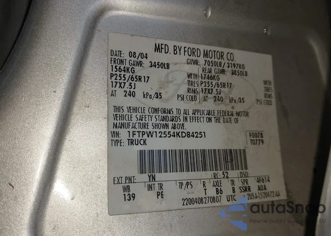 1FTPW12554KD84251: 44285915