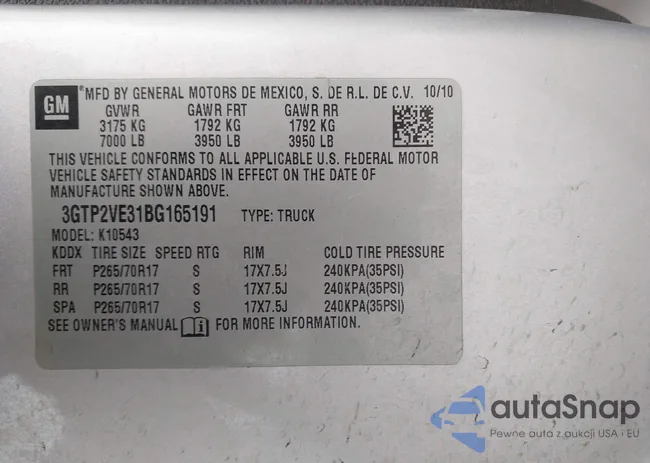 3GTP2VE31BG165191: 44286041