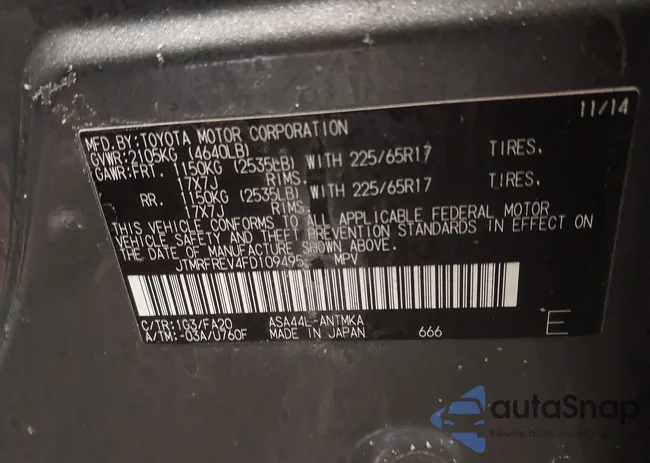 JTMRFREV4FD109495: 44287123